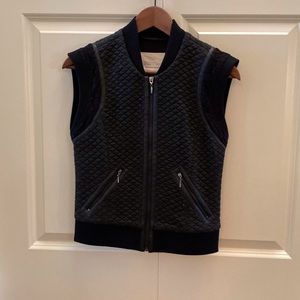 NWOT Rebecca Taylor Vest, size 0, black, lace and leather details